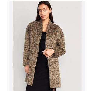 Old Navy Leopard Print Longline Coatigan 2X NEW Soft Knit